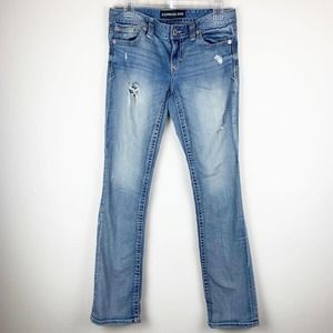 Express Jeans 4 Blue Distressed Barely Bootcut Light Wash Stella Low Rise Acid